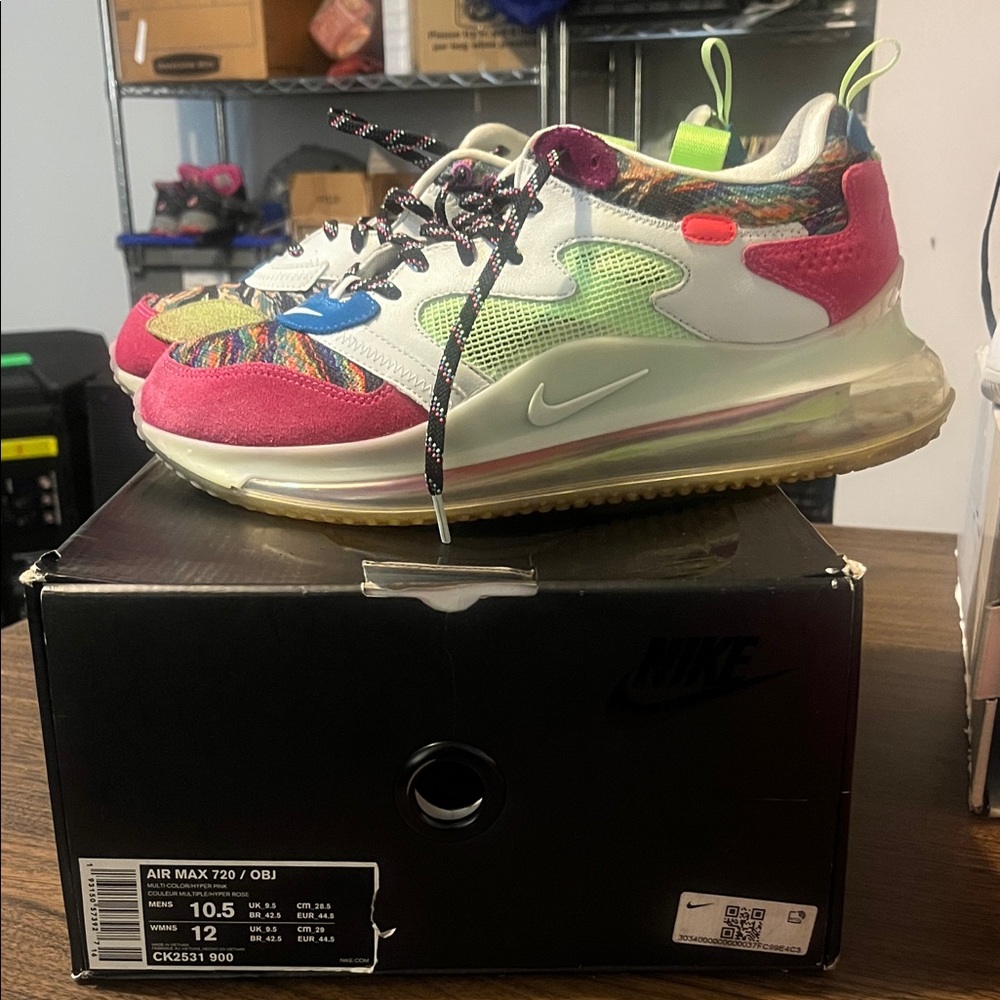Nike Air Max 720 OBJ with Pink and Green Accents